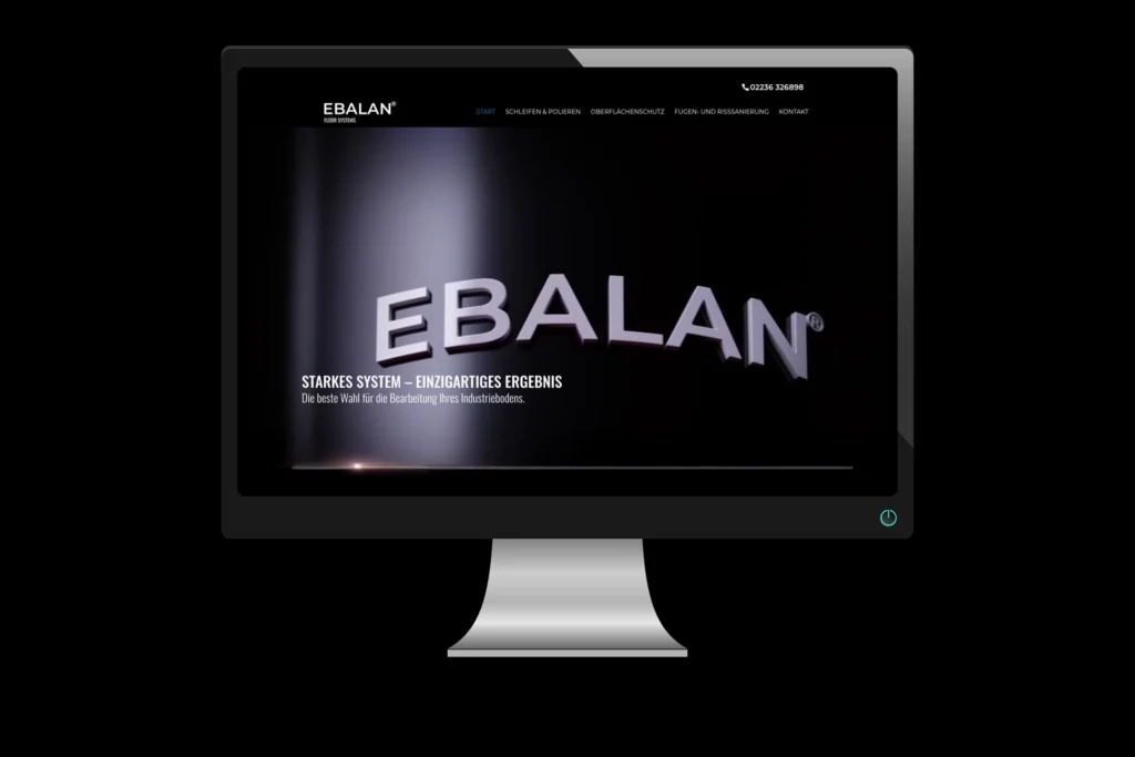 webentwiklung Dunkler Bildschirm mit dem Schriftzug „Ebalan“